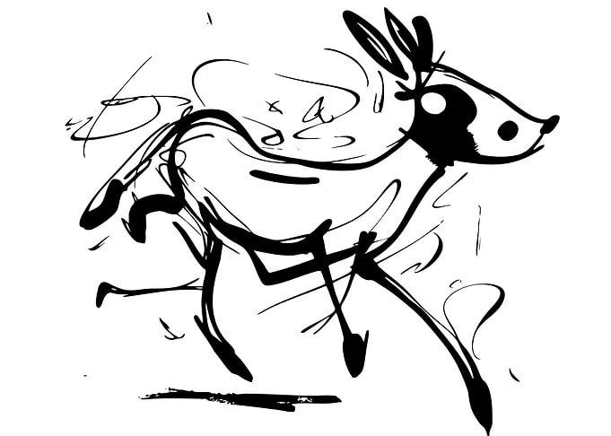 Abstract Ink Drawing of a Deer