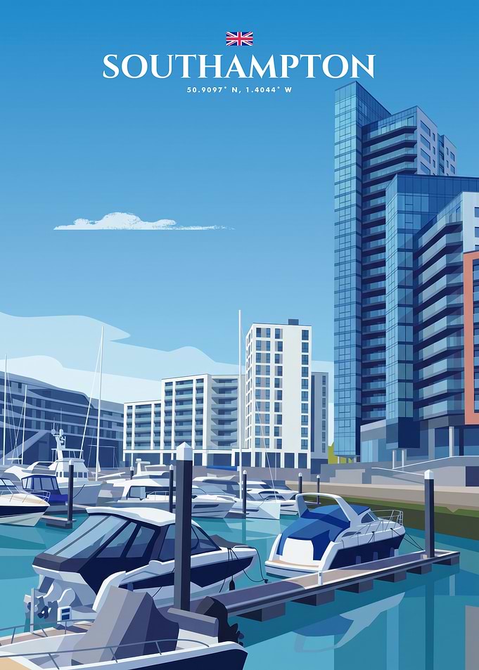 Southampton Marina Travel Poster