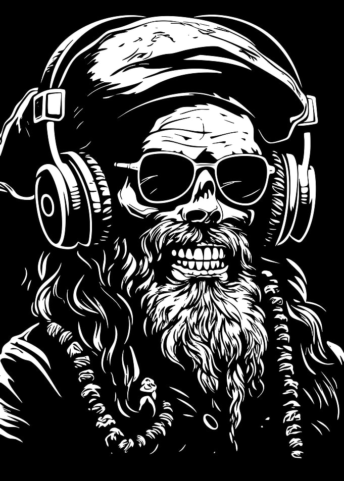 Rasta Skull with Headphones