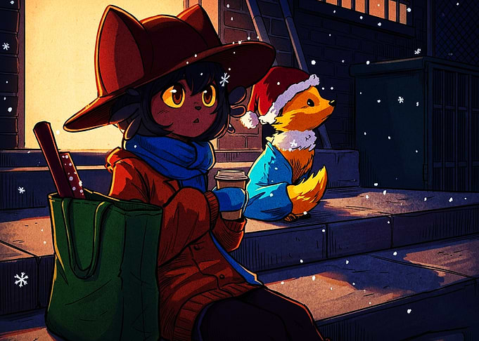 Niko and Fox in Winter