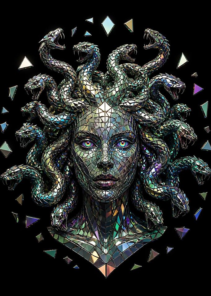 Mosaic Medusa with Snakes
