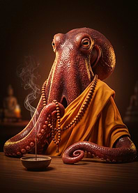 Meditating Octopus Monk