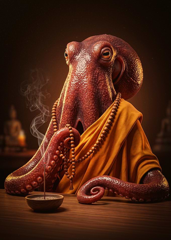 Meditating Octopus Monk