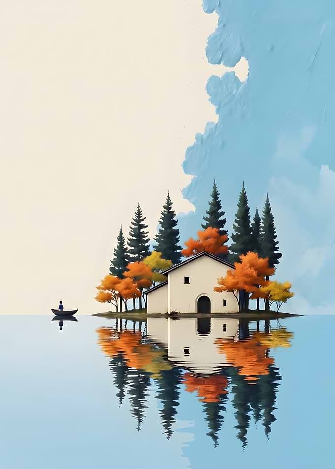Minimalist House on a Calm Lake