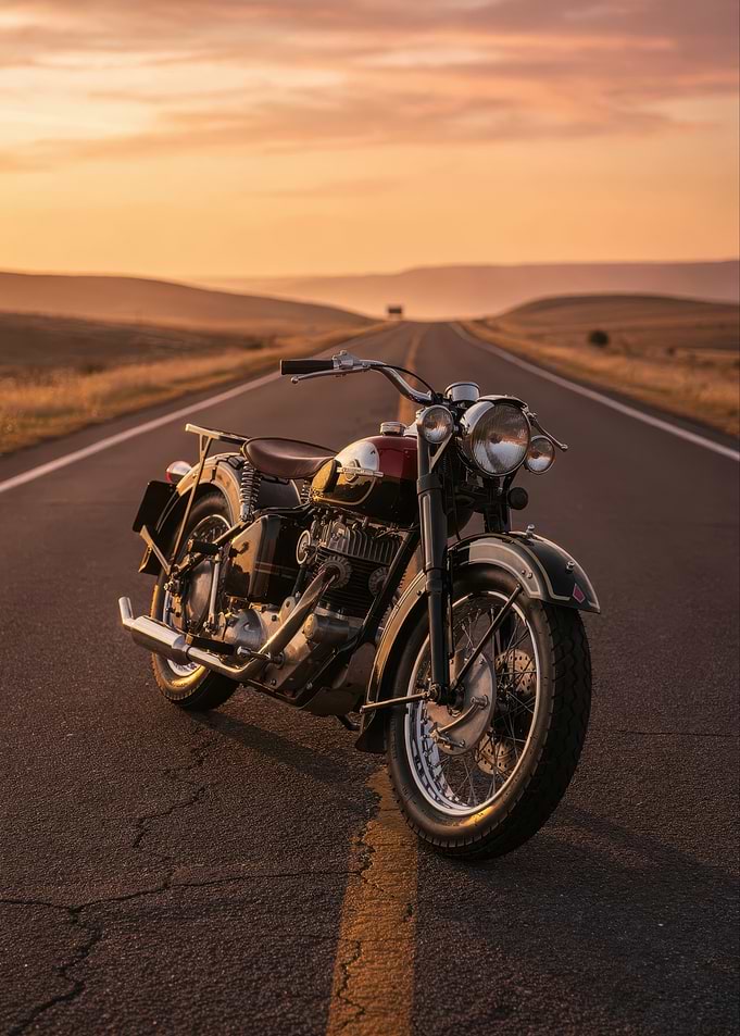 Vintage Motorcycle on Open Road
