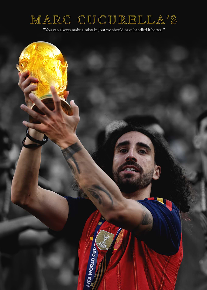 Marc Cucurella Holding World Cup Trophy