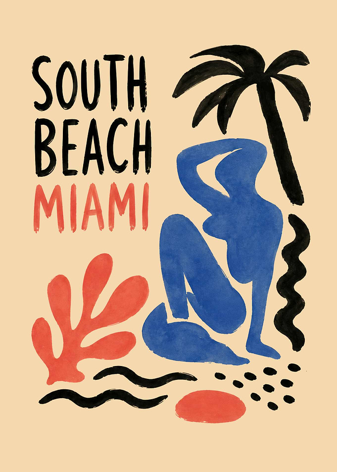 South Beach Miami Matisse Style Poster