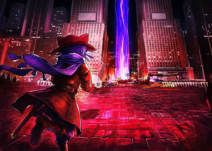 Anime Character Running Toward Energy Beam