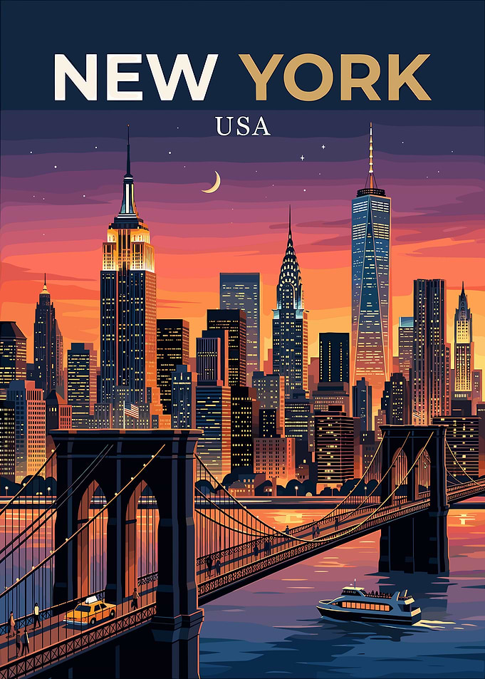 New York City Skyline Travel Poster