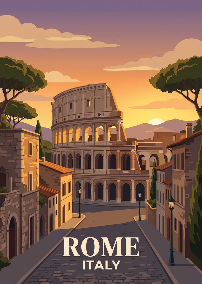 Colosseum Rome Italy Travel Poster