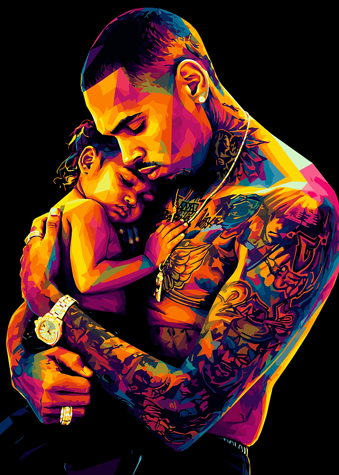 Chris Brown and Daughter Pop Art