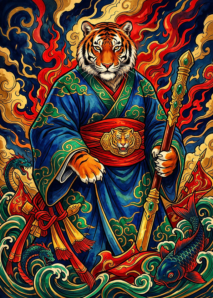 Majestic Tiger Samurai Warrior Illustration