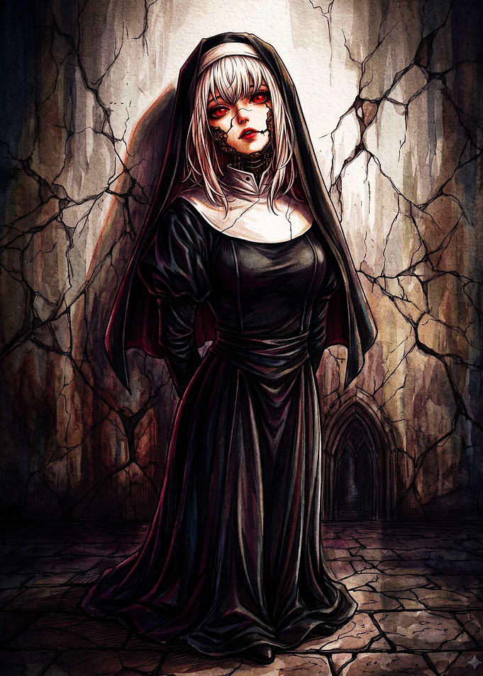 Gothic Android Nun Portrait