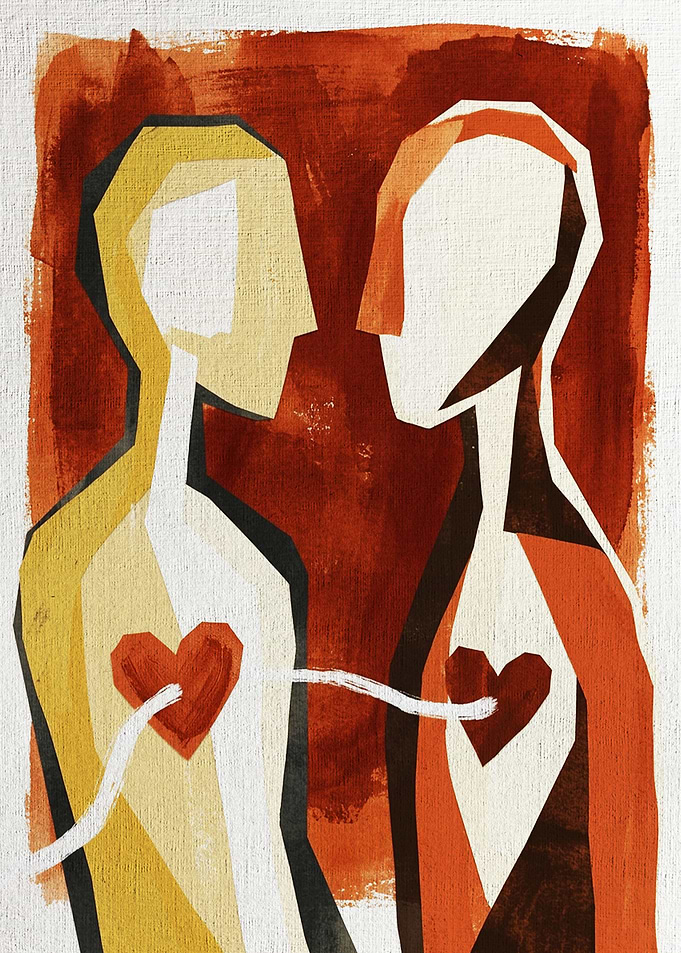 Abstract Art of Connected Hearts