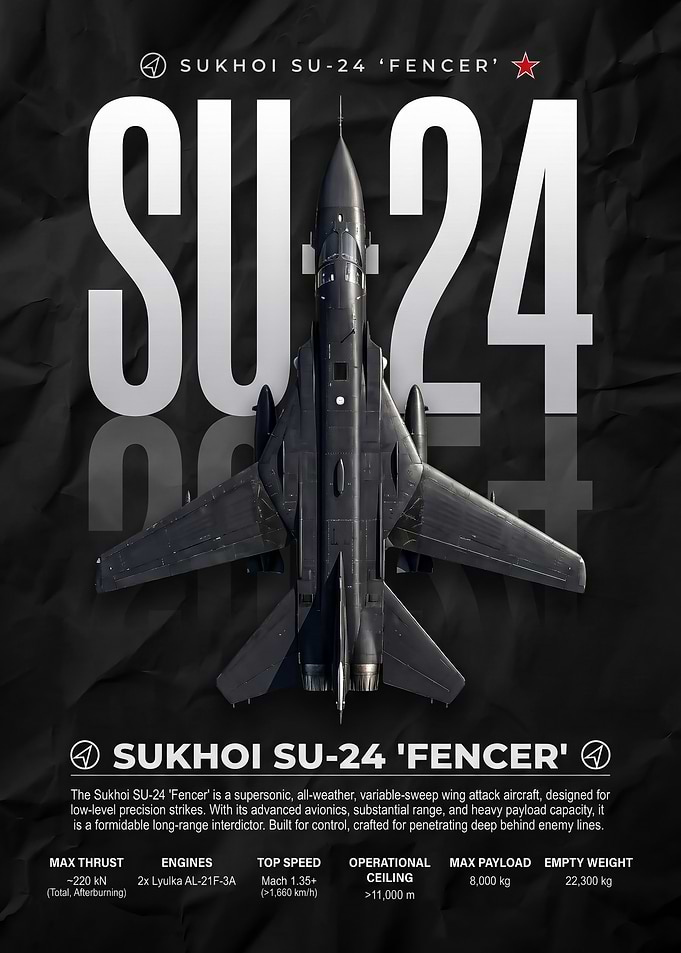 Sukhoi Su-24 Fencer Military Aircraft Poster