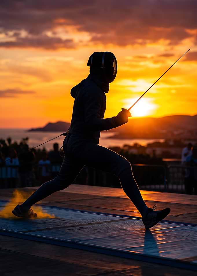 Fencer Silhouette at Sunset