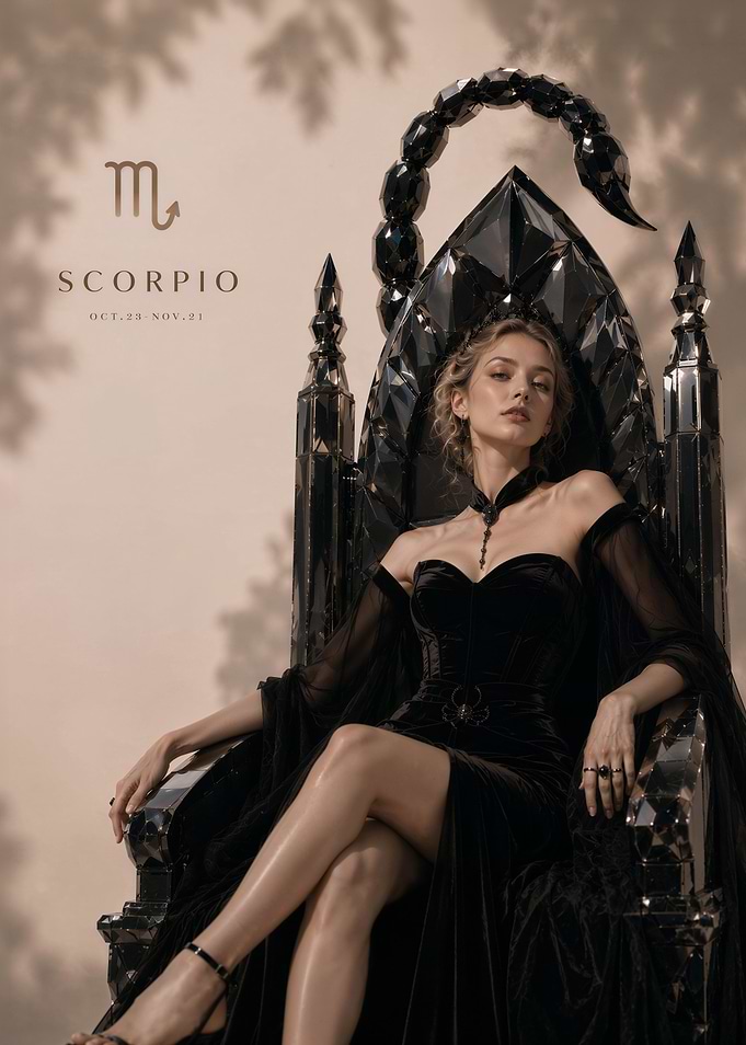 Scorpio Zodiac Queen on Throne