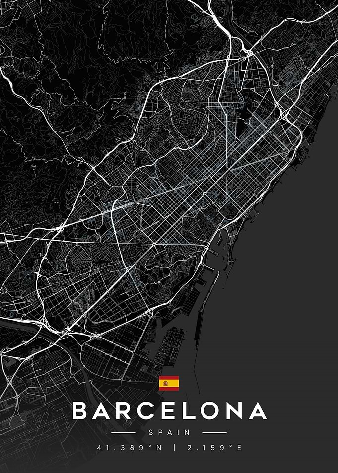 Barcelona Spain Minimalist City Map Poster