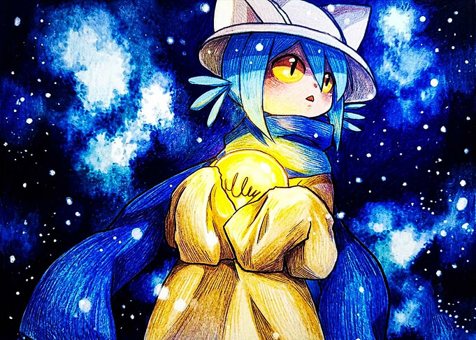 Anime Cat Girl Holding Glowing Light