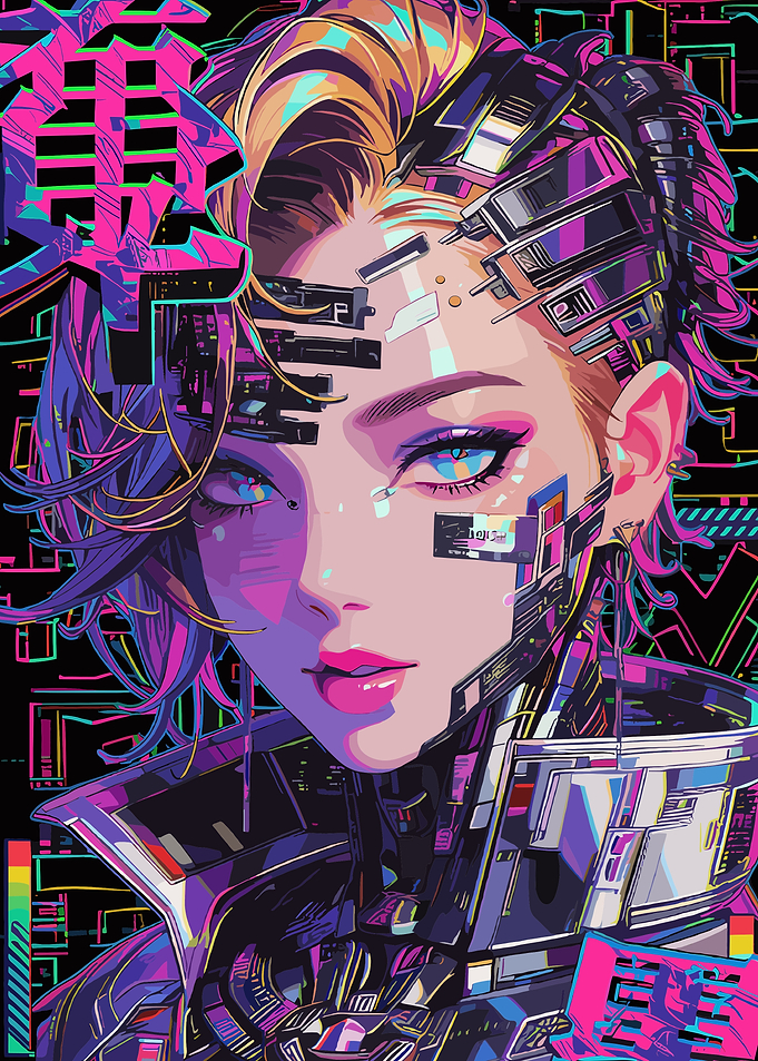 Cyberpunk Anime Girl Portrait