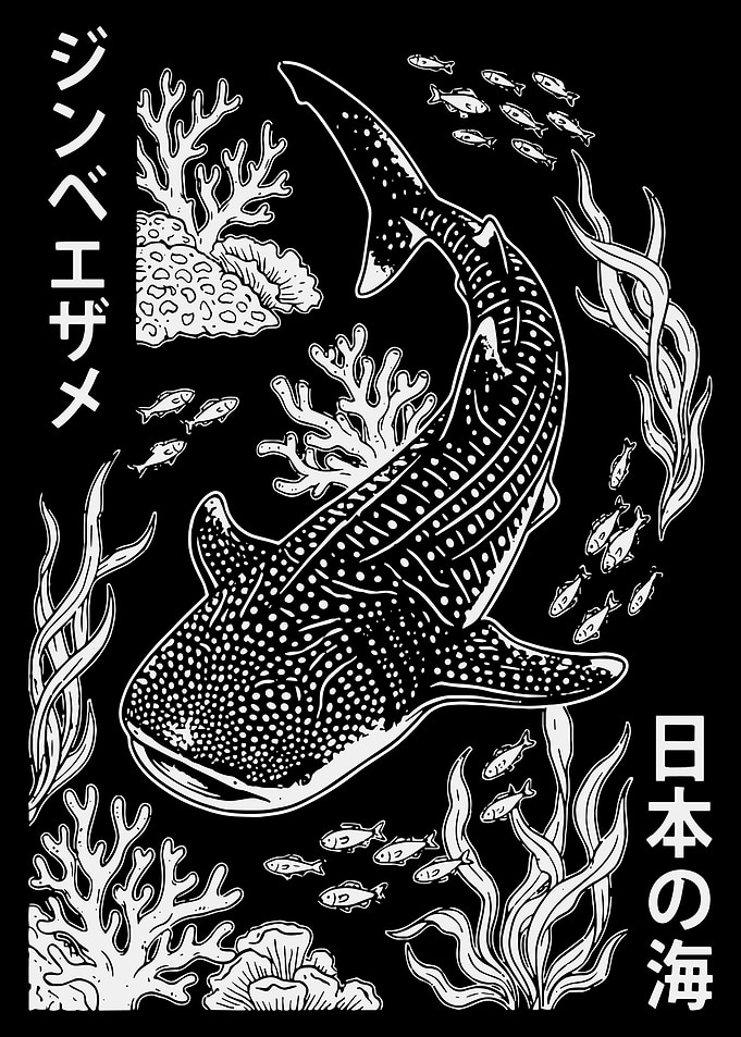 Whale Shark Japanese Style Illustration
