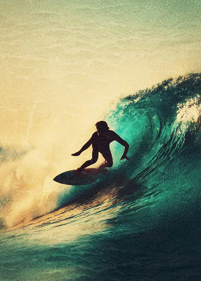 Surfer Riding a Large Wave