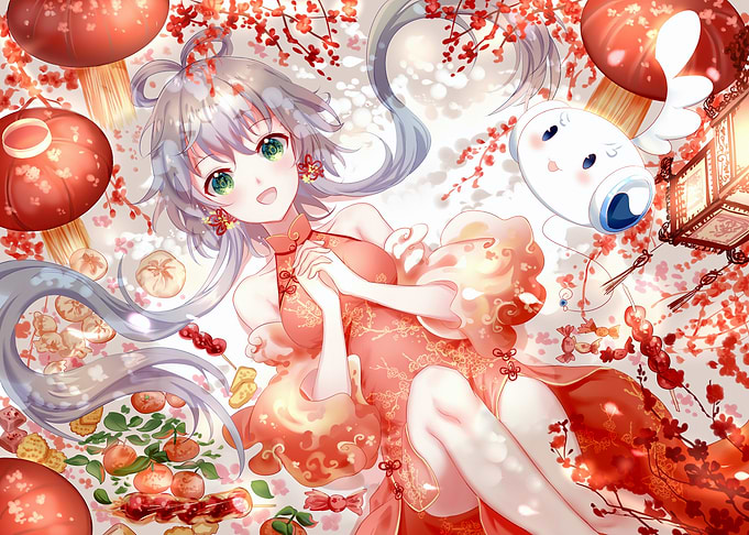 Anime Girl Celebrating Lunar New Year