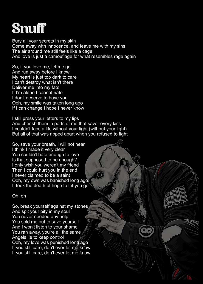 Slipknot Snuff Lyrics Poster