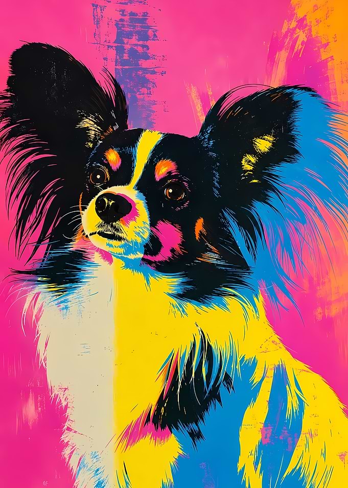 Pop Art Papillon Dog Portrait