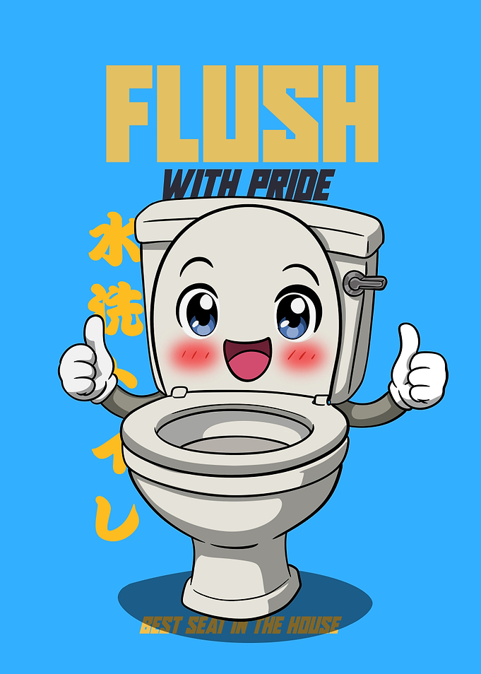 Flush With Pride - Cute Cartoon Toilet Illustration