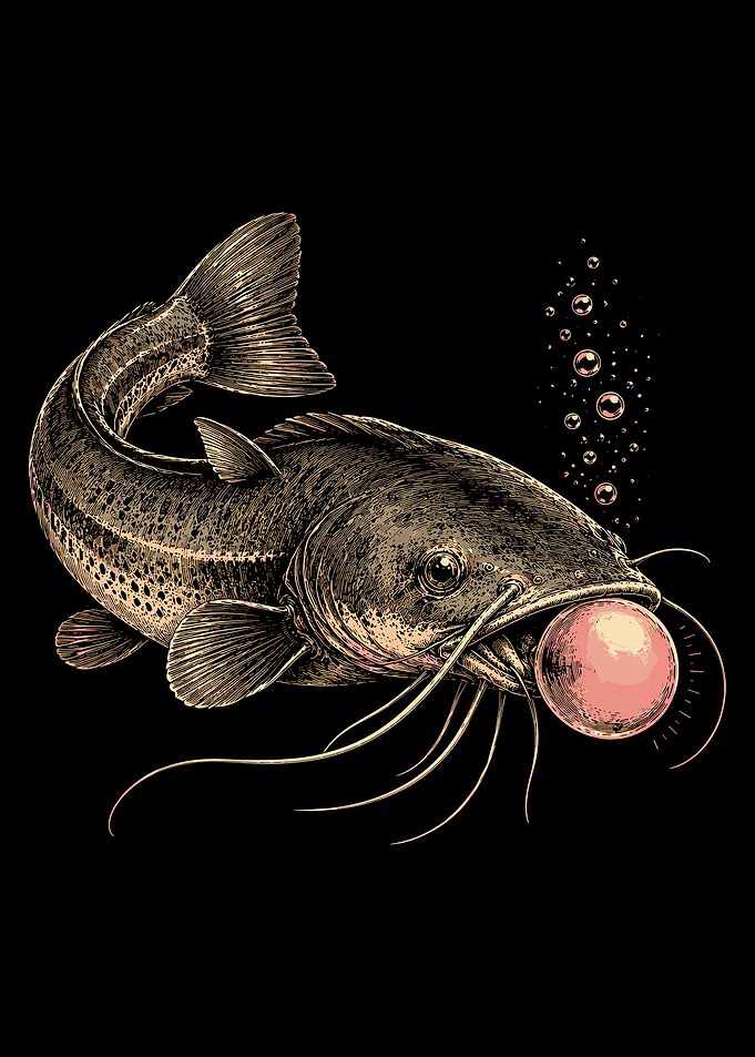 Catfish Blowing a Bubblegum Bubble