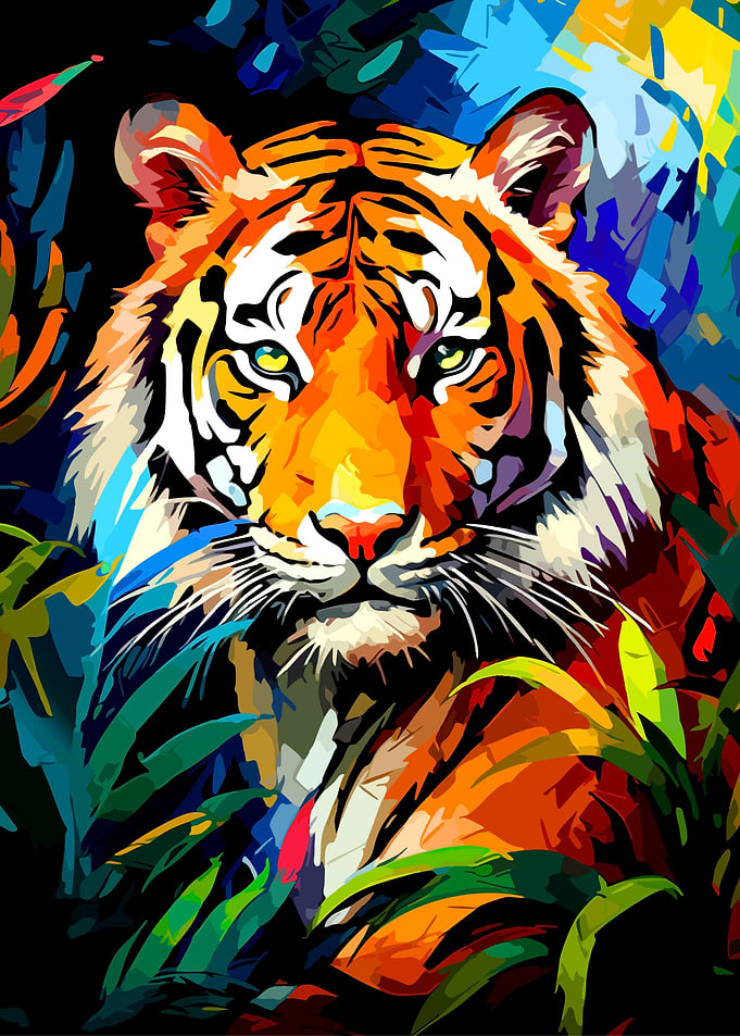 Vibrant Abstract Tiger Portrait