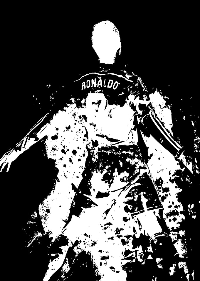 Cristiano Ronaldo Black and White Silhouette