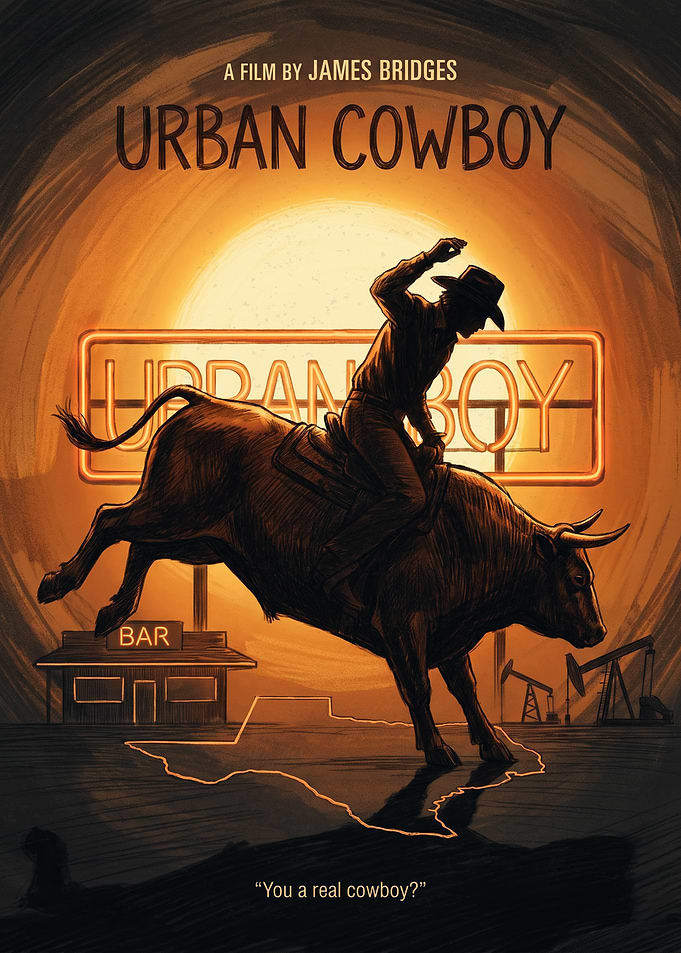 Urban Cowboy Romantic Drama Mechanical Bull Neon