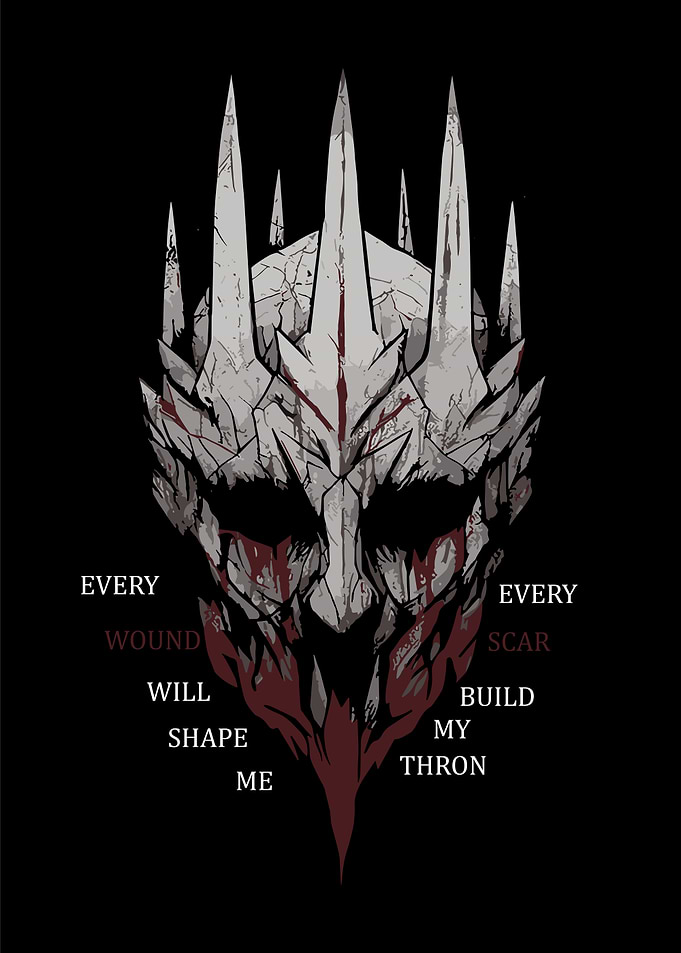 Dark Fantasy Crowned Skull Illustration