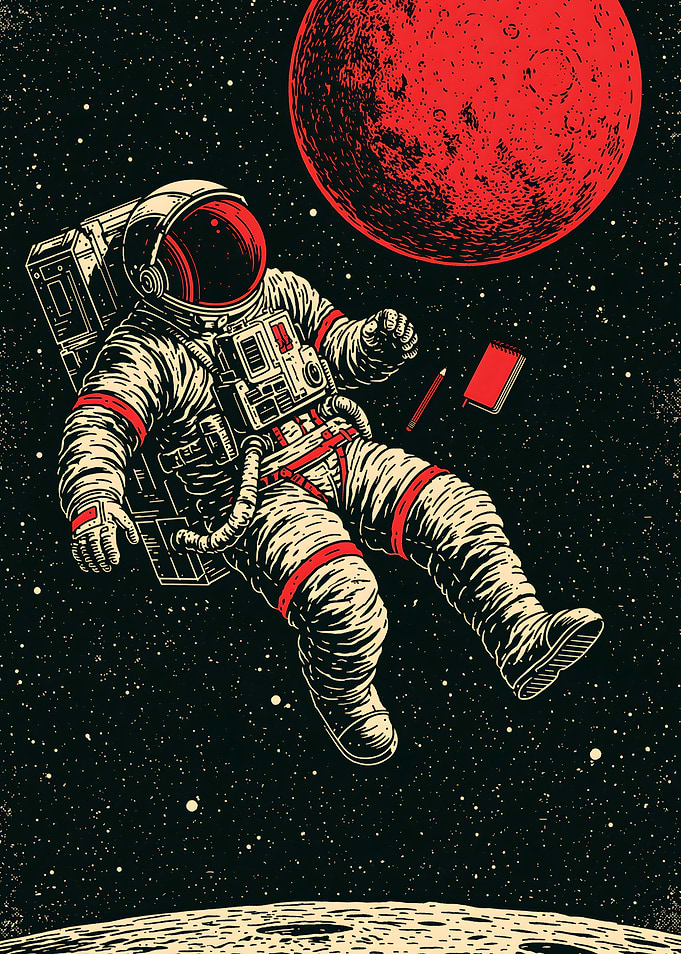 Astronaut Floating in Deep Space