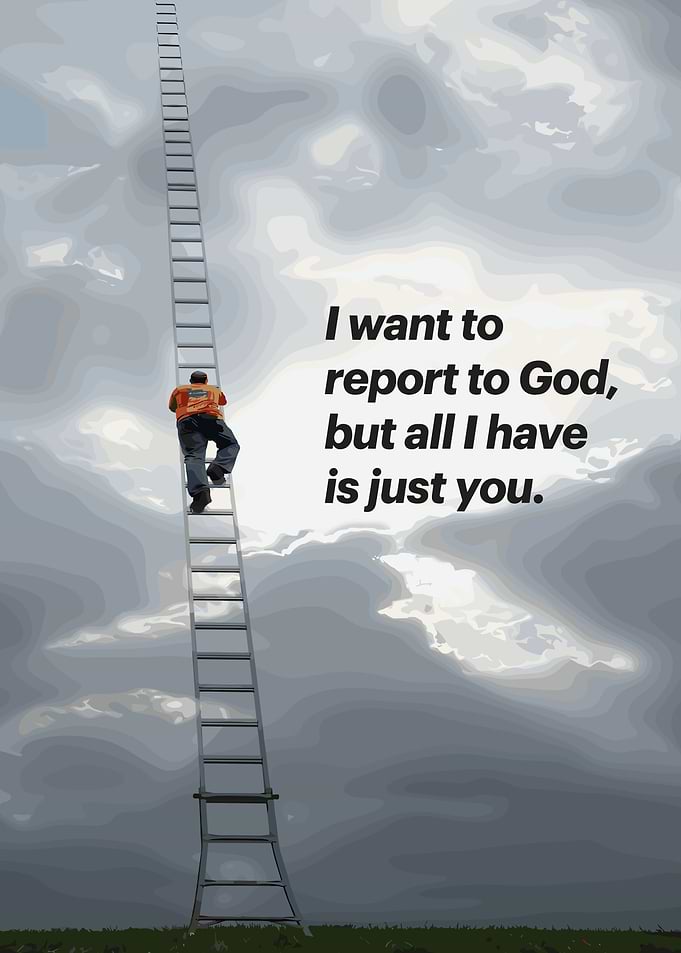 Man Climbing Ladder to Heaven