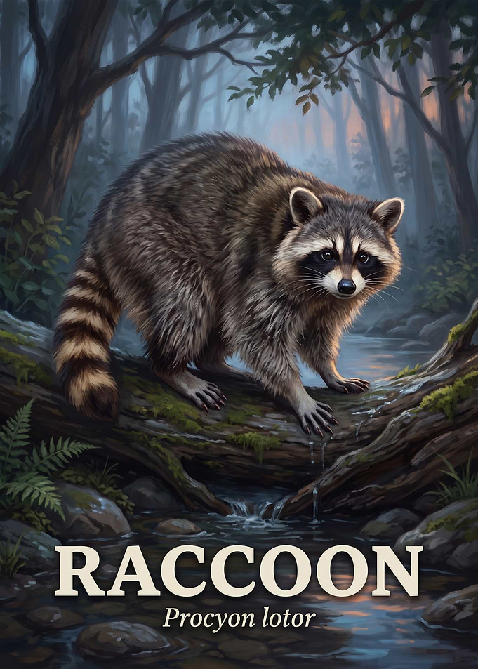 Raccoon in the Forest Poster