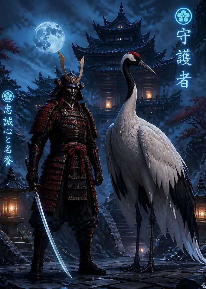 Samurai and Red-Crowned Crane