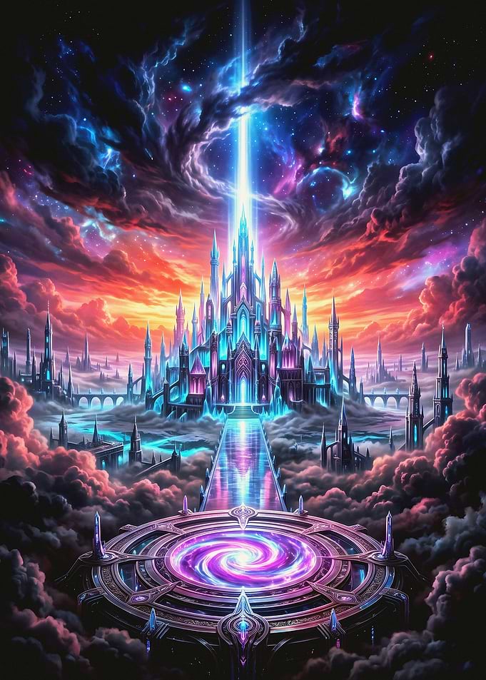 Ethereal Celestial Castle in Clouds