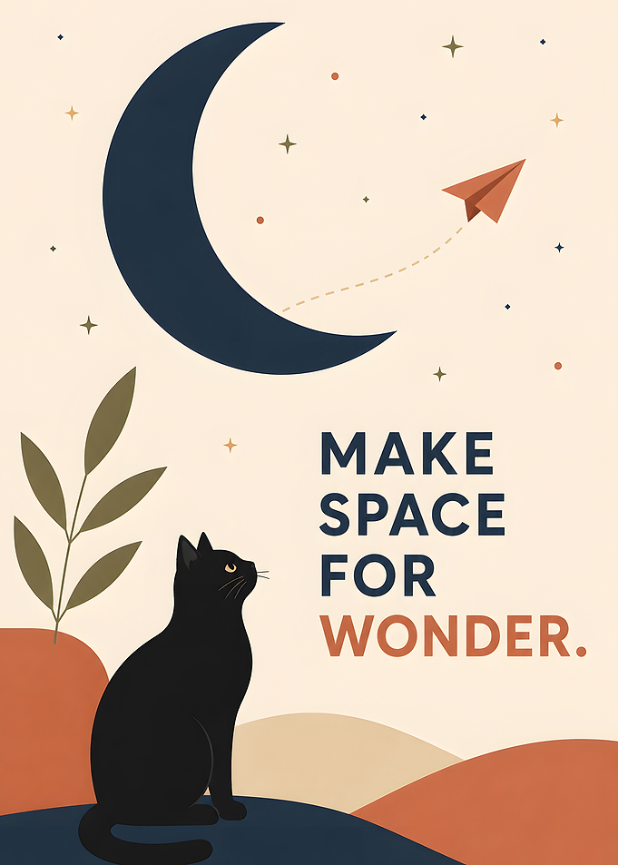 Make Space for Wonder Cat Poster