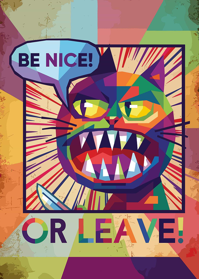 Pop Art Angry Cat Poster