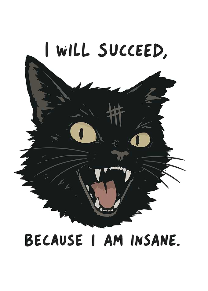 Insane Black Cat Motivational Quote