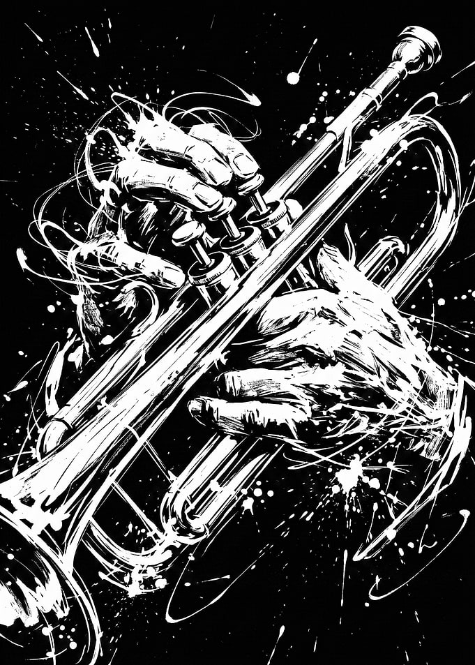 Abstract Jazz Trumpet Player Illustration