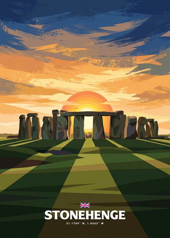 Stonehenge Sunset Travel Poster