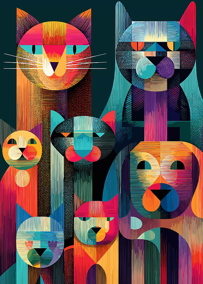 Colorful Geometric Pet Portrait Illustration