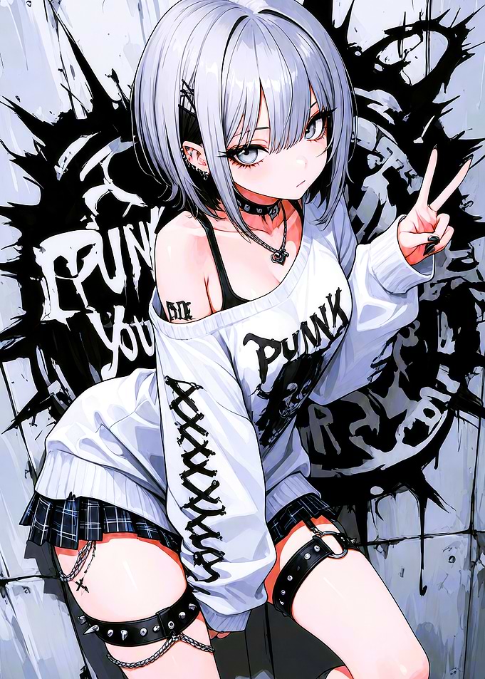 Anime Girl in Punk Streetwear