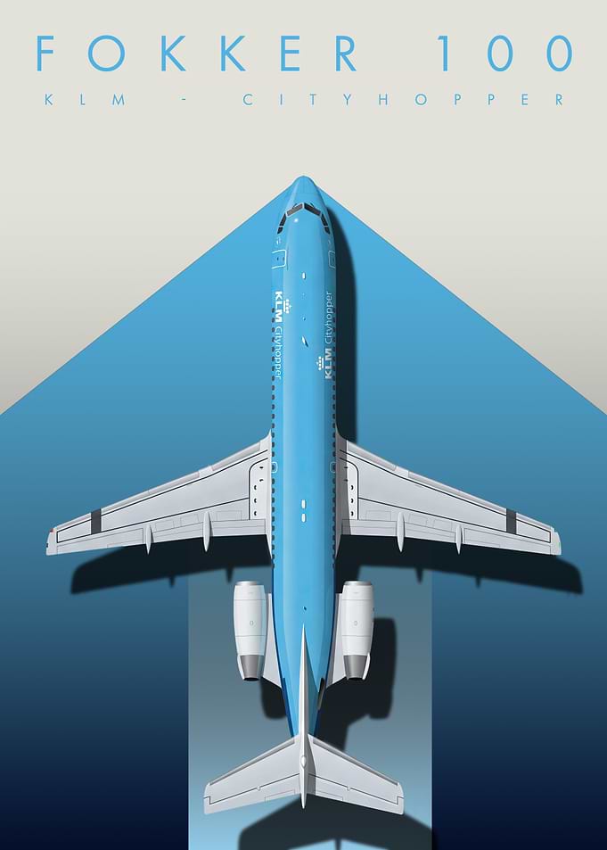 Fokker 100 KLM Cityhopper Blue Jet