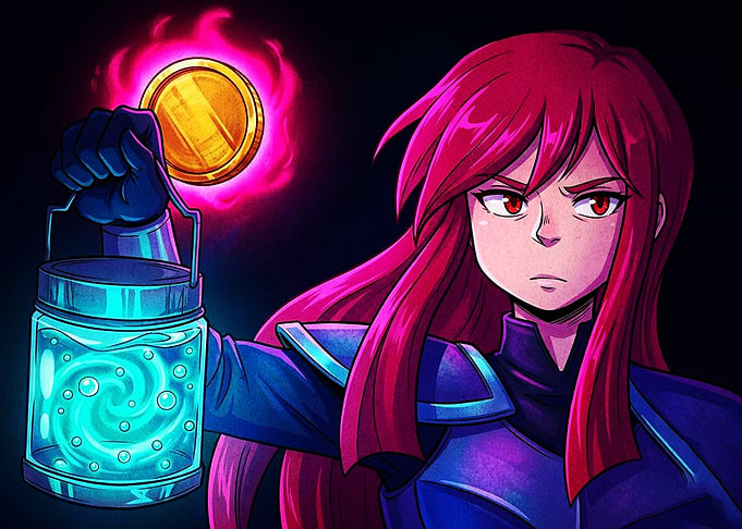 Anime Warrior Holding Magic Lantern