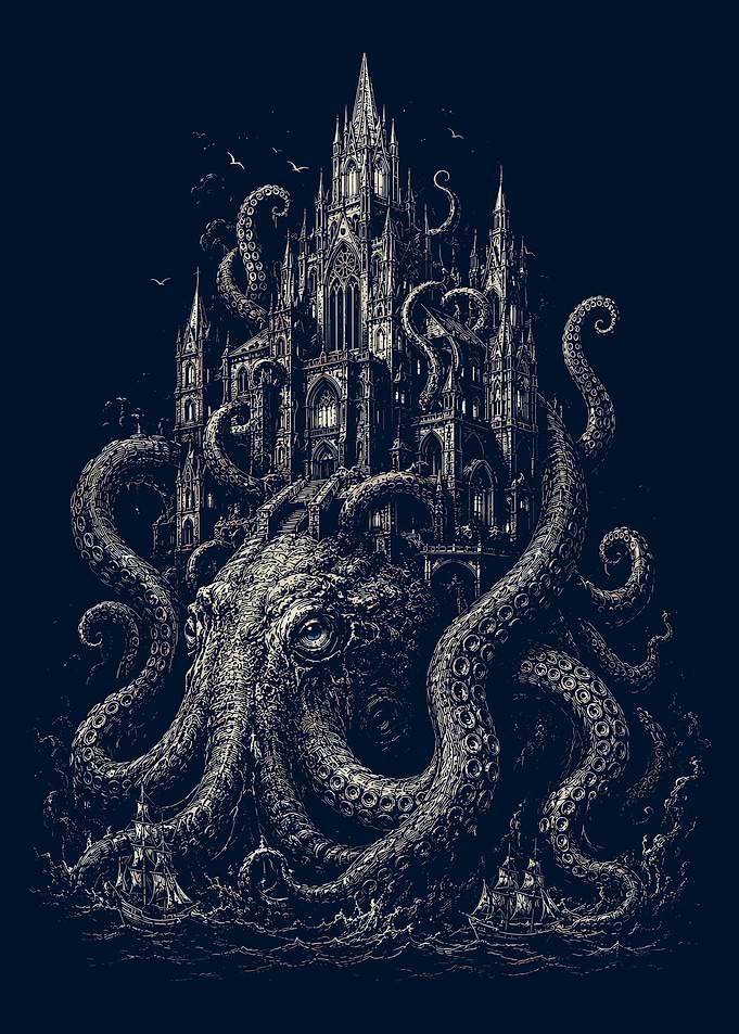 Gothic Castle on Giant Kraken